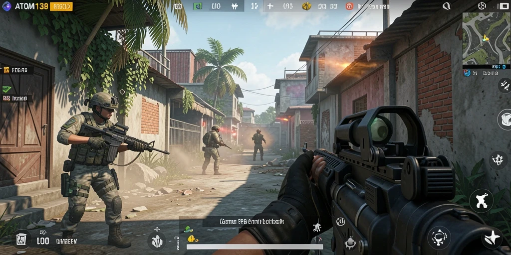 Tangkapan layar gameplay ATOM138 yang intens dan seru.