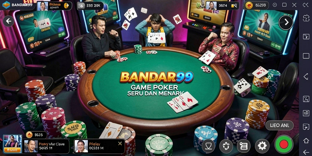 Tampilan gameplay poker yang seru dan interaktif di BANDAR99.