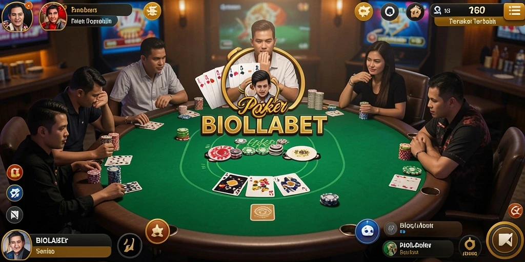 Tampilan gameplay Poker yang mendebarkan di BIOLABET.