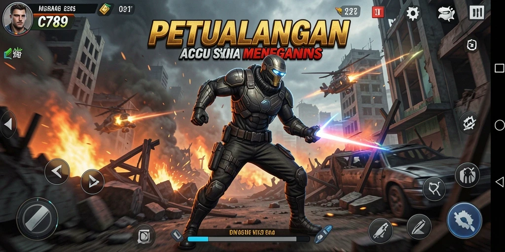 Screenshot C789 menampilkan karakter beraksi dengan latar terperinci dalam gameplay yang menegangkan.