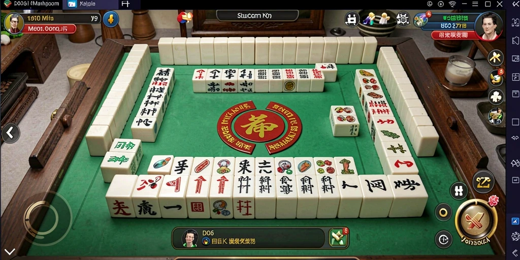 Screenshot gameplay D06 menampilkan level Mahjong yang penuh warna.