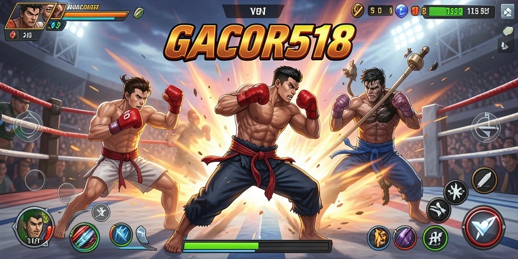 Gameplay intens GACOR518 dengan aksi pertarungan yang mendebarkan.