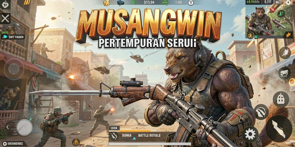 Gameplay seru dengan aksi Battle Royale di MUSANGWIN.