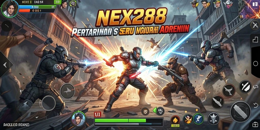 Tampilan gameplay seru dalam NEX288 yang menampilkan pertarungan intens.