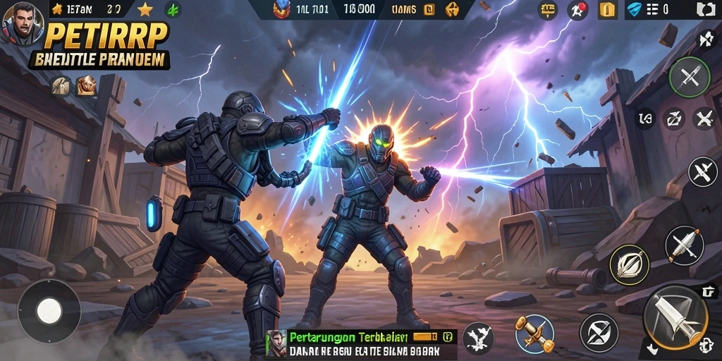 Gameplay seru PETIRRP dengan pertarungan intens di arena Battle Royale.