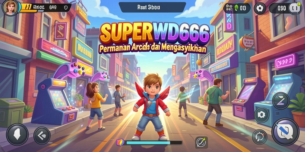 Tampilan gameplay yang seru dalam SUPERWD666, siap untuk tantangan arcade.