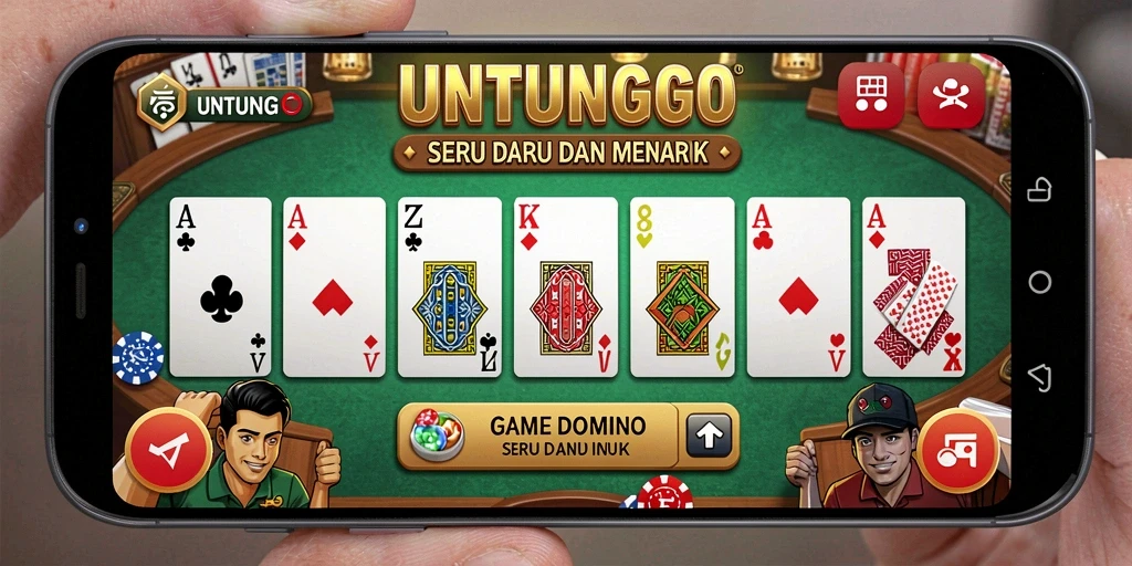 Gameplay UNTUNGGO yang mengasyikkan dengan tema domino.